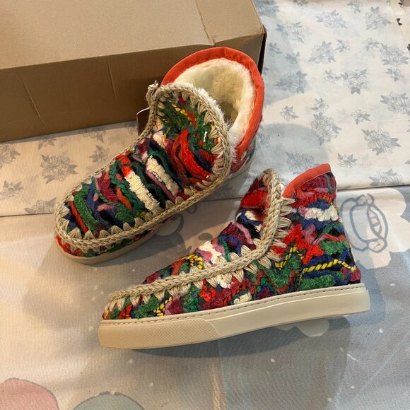 MOU Shoes - Mou Ethnic Style Woven Snow Boots